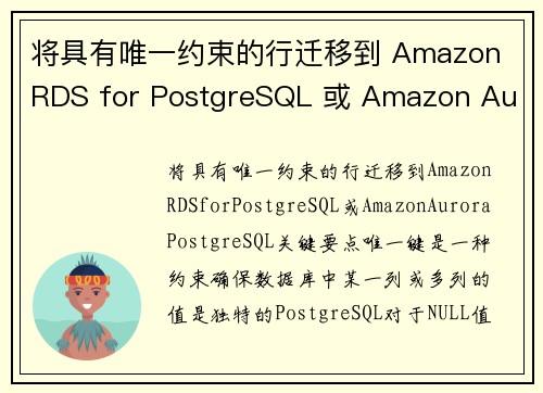 将具有唯一约束的行迁移到 Amazon RDS for PostgreSQL 或 Amazon Au